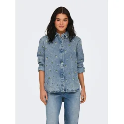ONLY ONLVERA FLOWER SHIRT DNM L.BLUE