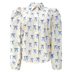 LIBERT� ESSENTIEL FLORA LS BLOUSE CREME BLUE BOW HEARTS