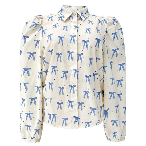 LIBERT� ESSENTIEL FLORA LS BLOUSE CREME BLUE BOW HEARTS