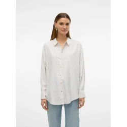 VERO MODA VMNORA OVERSIZE SHIRT WHITE/SAND