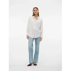 VERO MODA VMNORA OVERSIZE SHIRT WHITE/SAND