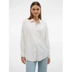 VERO MODA VMNORA OVERSIZE SHIRT WHITE/SAND