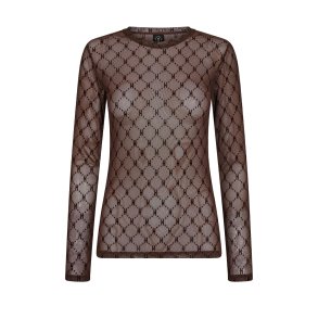 HYPE THE DETAIL LOGO MESH BLOUSE BROWN