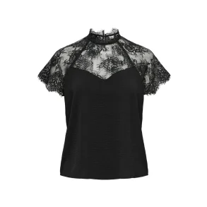 JACQUELINE de YONG JDYLION LACE TOP BLACK