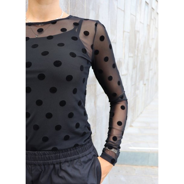 LIBERT� ESSENTIEL MESH LS T-SHIRT BLACK BIG FLOCK DOT