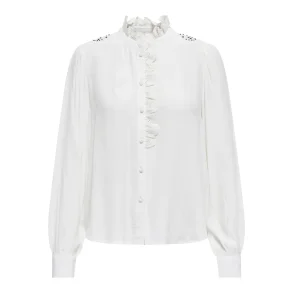 JACQUELINE de YONG JDYAMY FRILL SHIRT WHITE