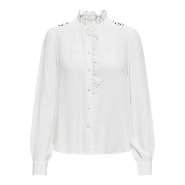 JACQUELINE de YONG JDYAMY FRILL SHIRT WHITE