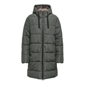 ONLY ONLCLAIR PUFFER HOOD COAT C.GRAY