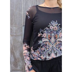 LIBERT� ESSENTIEL MESH-LS-TSHIRT BLACK PAISLEY