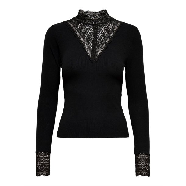 ONLY ONLTILDE HIGH NECK LACE TOP BLACK