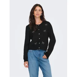 JACQUELINE de YONG JDYFAYE BOW CARDIGAN BLACK