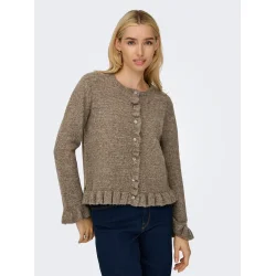 ONLY ONLRIMA FRILL CARDI WALNUT