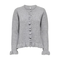 ONLY ONLRIMA FRILL CARDIGAN LIGHT GREY