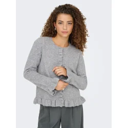 ONLY ONLRIMA FRILL CARDIGAN LIGHT GREY