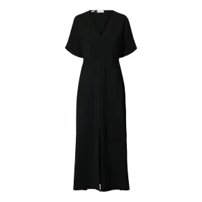 SELECTED FEMME SLFLINA ANKLE WRAP DRESS BLACK