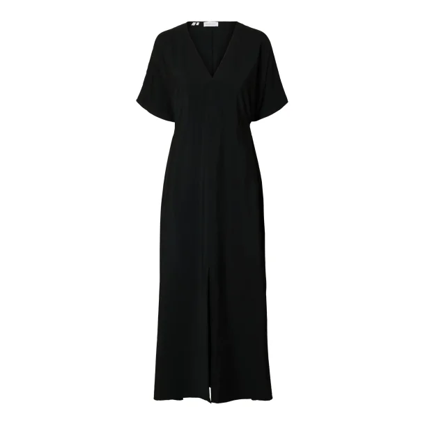 SELECTED FEMME SLFLINA ANKLE WRAP DRESS BLACK