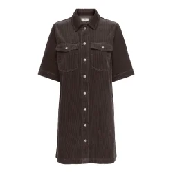 JACQUELINE de YONG JDYSHIRAZ BUTTON DRESS BROWN