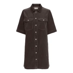 JACQUELINE de YONG JDYSHIRAZ BUTTON DRESS BROWN