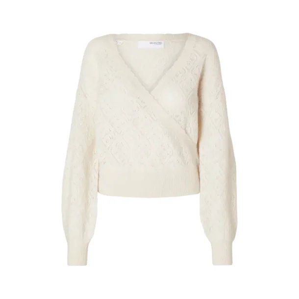 SELECTED FEMME SLFJULIET WRAP KNIT SNOW WHITE