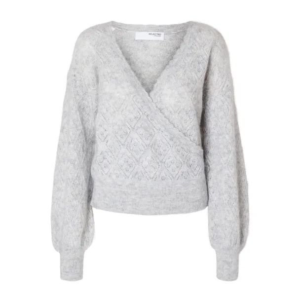 SELECTED FEMME SLFJULIET WRAP KNIT LIGHT GREY