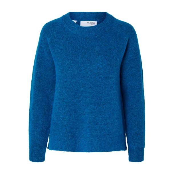 SELECTED FEMME SLFLULU KNIT O-NECK SUPER BLUE