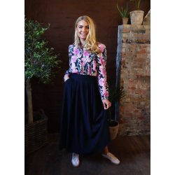 LIBERT� ESSENTIEL FLORA LS BLOUSE NAVY ROSE FLOWERS